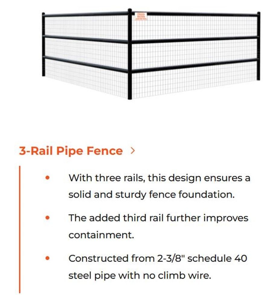 metal fence - 3-Rail Pipe Fence style